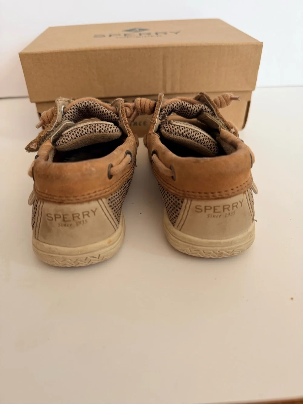 Sperry Kids Tan Leather Moccasin Boat Shoes
